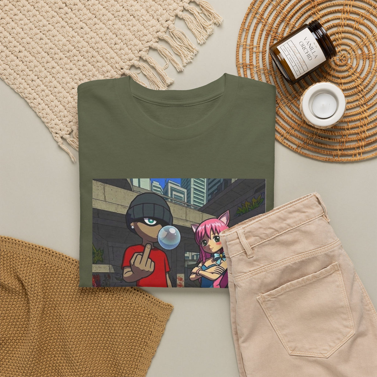 Skater Punk And Kitty Girl In Skater Park Tee
