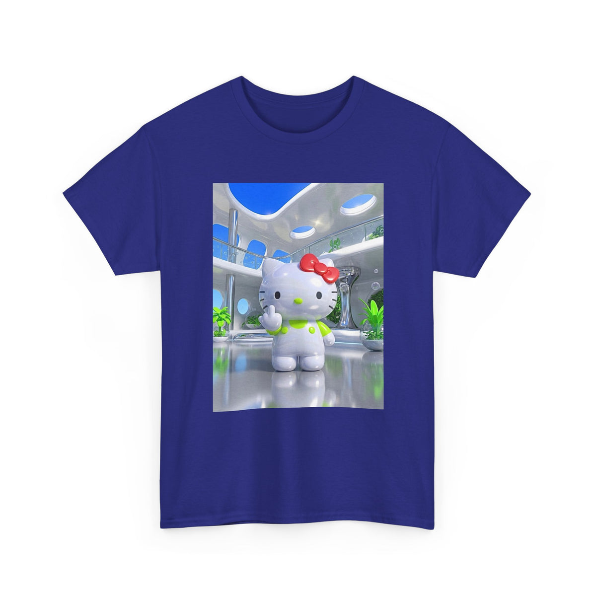 Kitty Flips The Bird In Futuristic Lounge