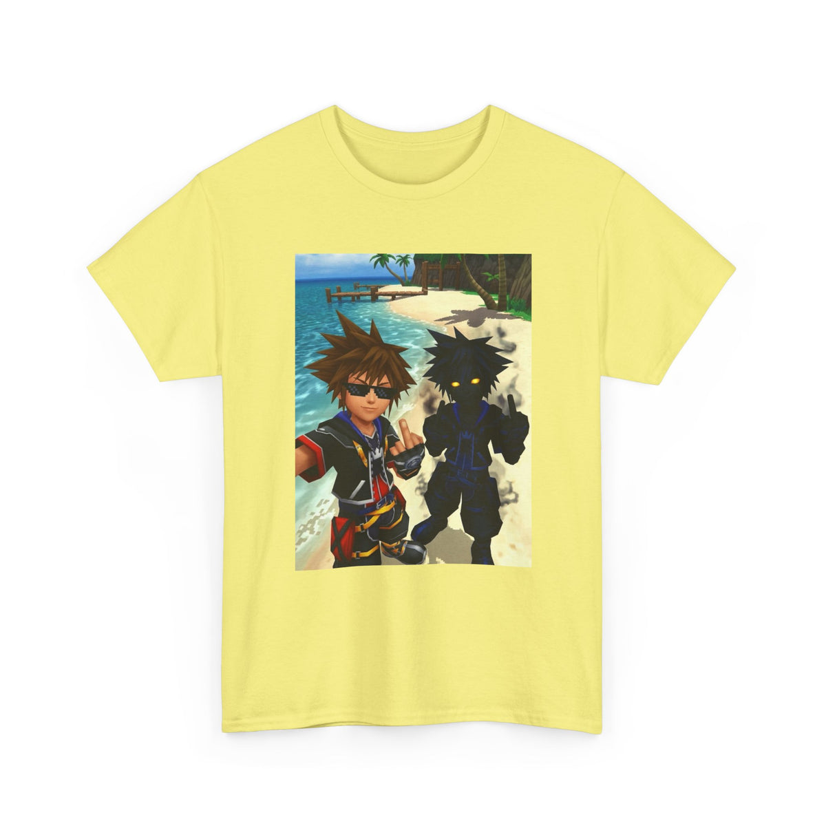 Sora And Dark Form Flipping Off At The Beach