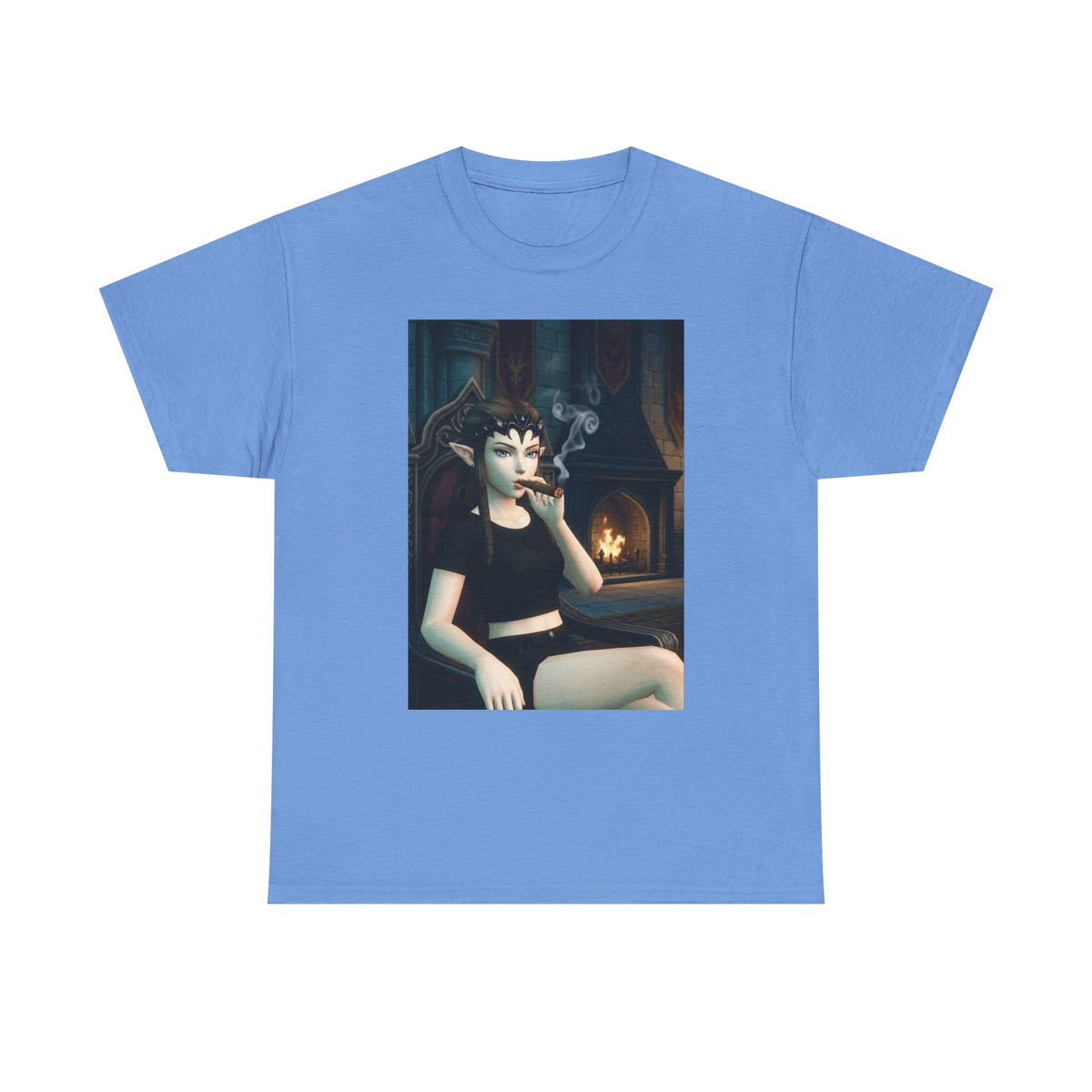 Dark Elf Queen Smoking Cigar By Fireplace Tee