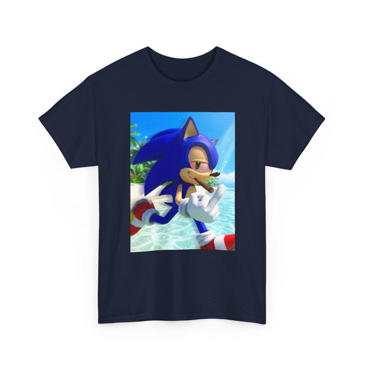 Sonic Smoking Blunt At Beach Tee