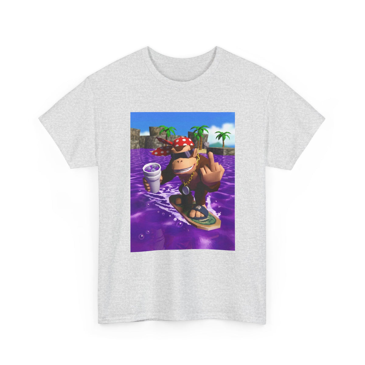 Diddy Kong Surfing Purple Lean Flipping Off Tee
