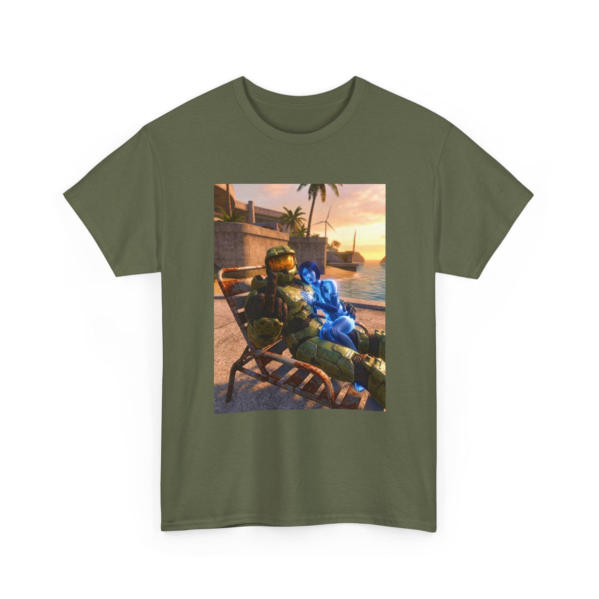 Master Chief Chilling With Cortana Beachside