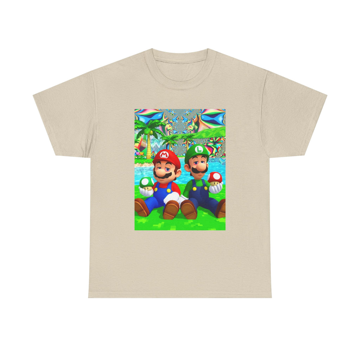 Mellow Mario And Luigi With Mushrooms Tee