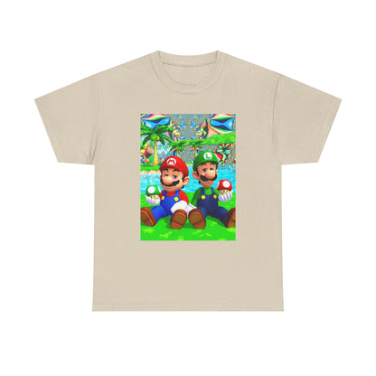 Mellow Mario And Luigi With Mushrooms Tee