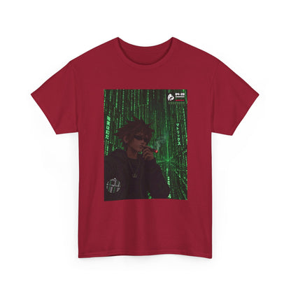 Anime Character Smoking Cigar In Matrix Tee