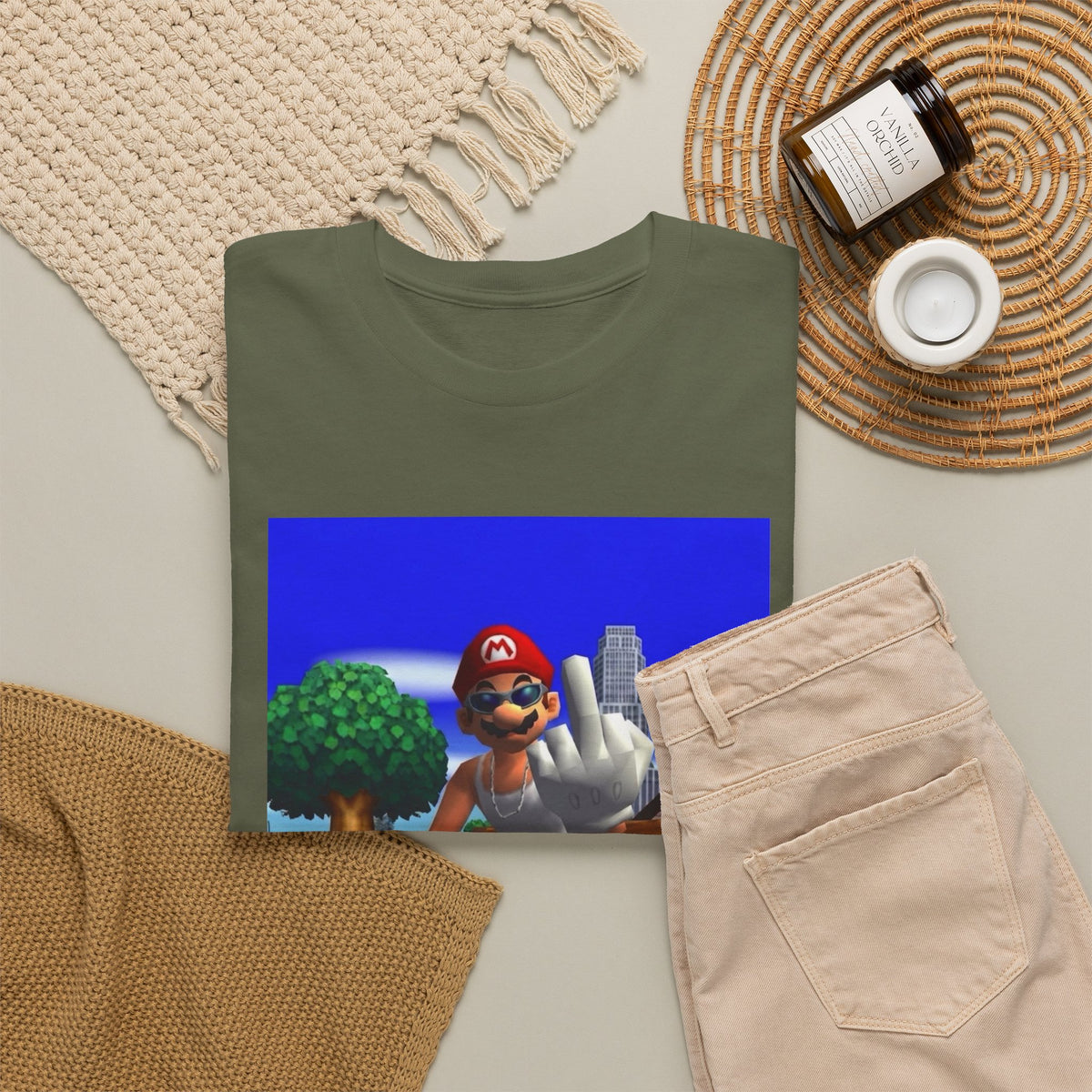 Thug Mario Flipping The Bird Tee