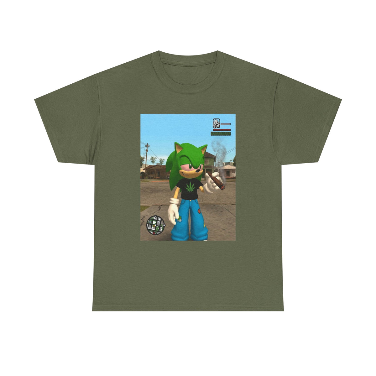 Green Hedgehog Smoking Blunt In San Andreas Tee