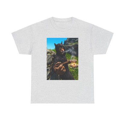 Khajiit Monk Smoking By Campfire Tee