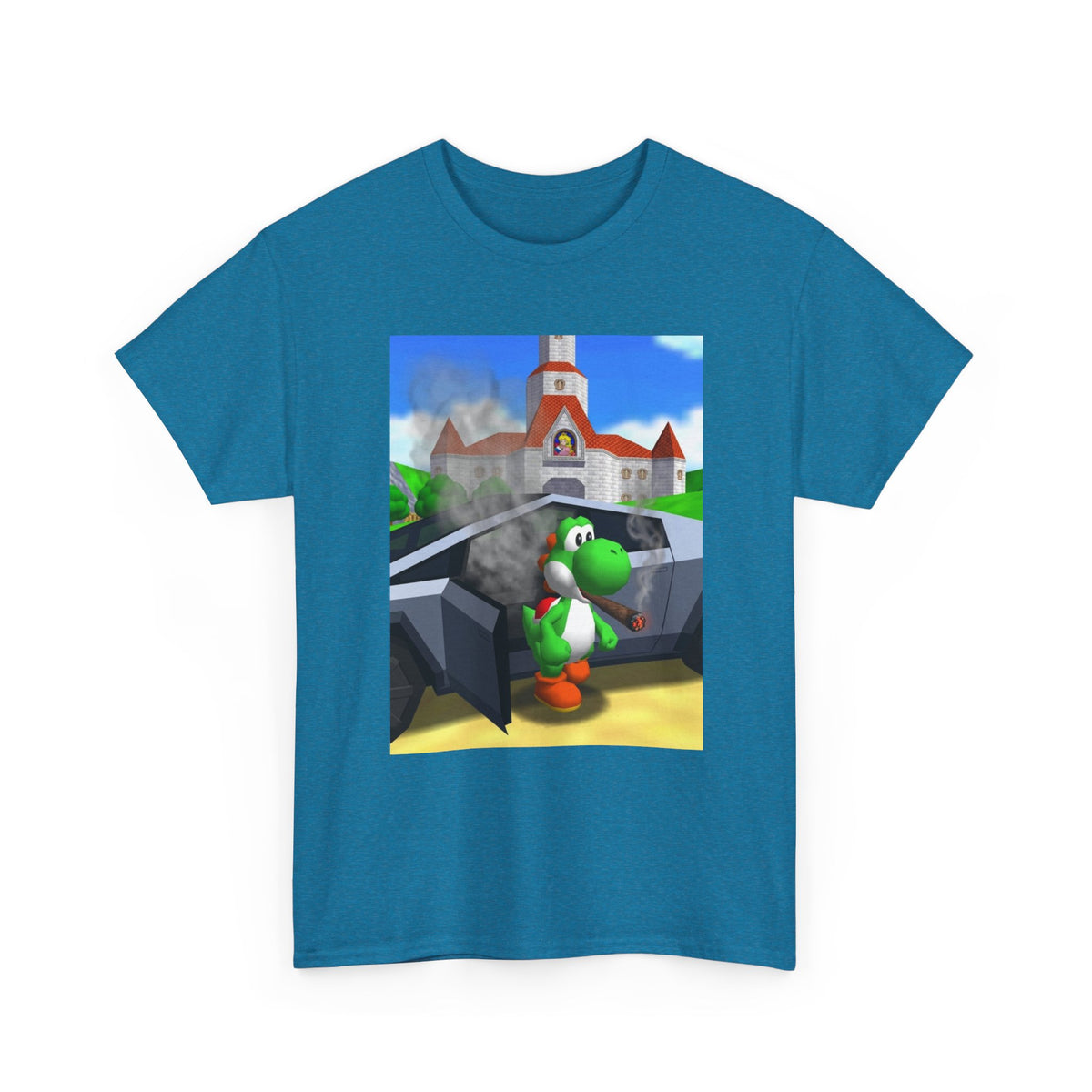 Yoshi Puffing Blunt At Peach's Castle