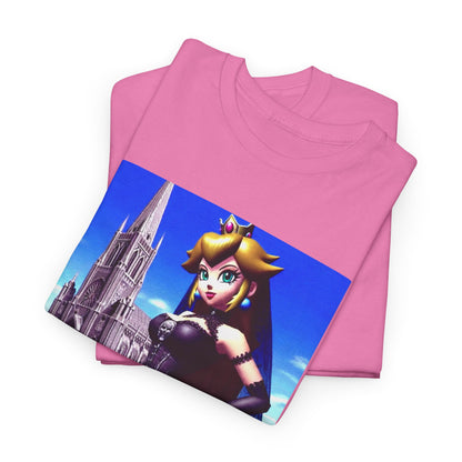 Gothic Princess Peach Posing Before Cathedral