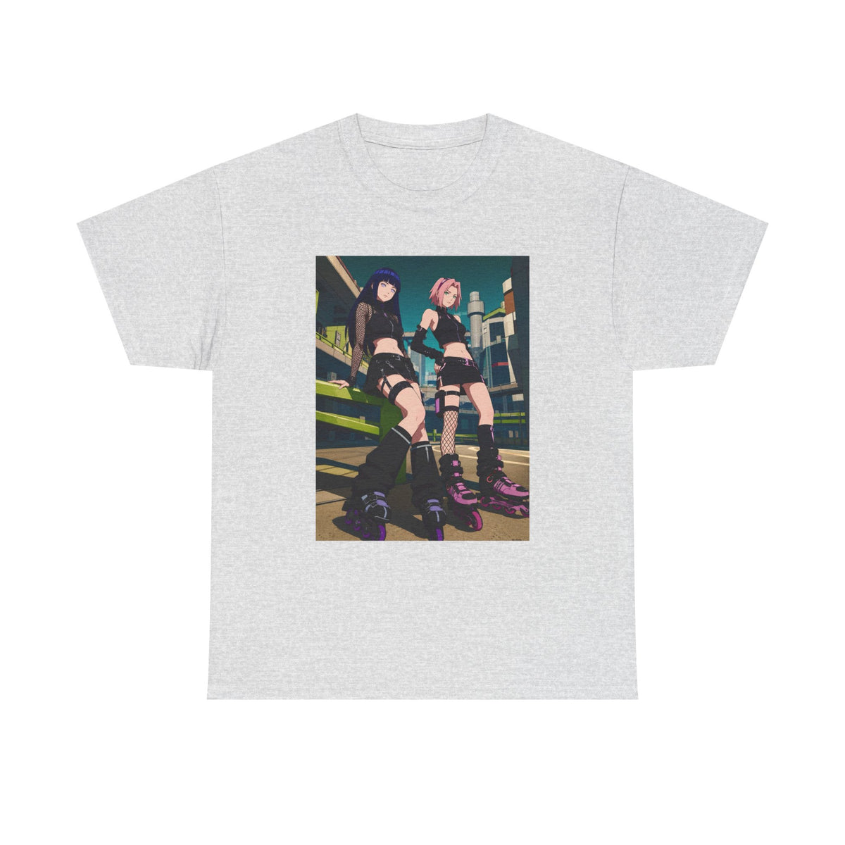 Anime Rollerblade Duo On City Street Tee