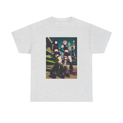 Anime Rollerblade Duo On City Street Tee
