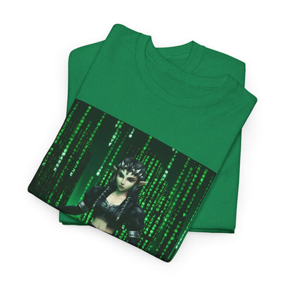 Cyberpunk Elf Queen In The Matrix City Tee