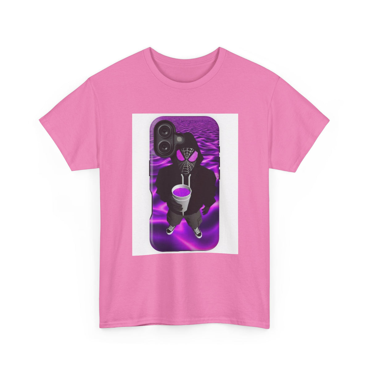 Pixelated Web-Slinger Holding Purple Drink Tee