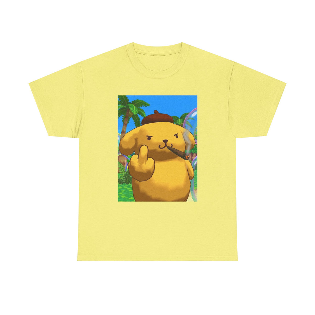 Pompompurin Smoking Blunt Flipping Bird Tee