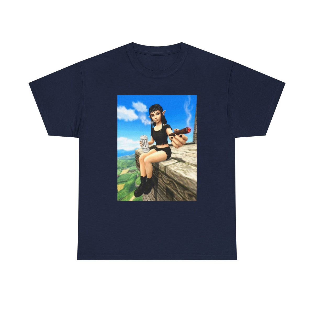 Elf Girl Smoking Cigar On Mountain Tee