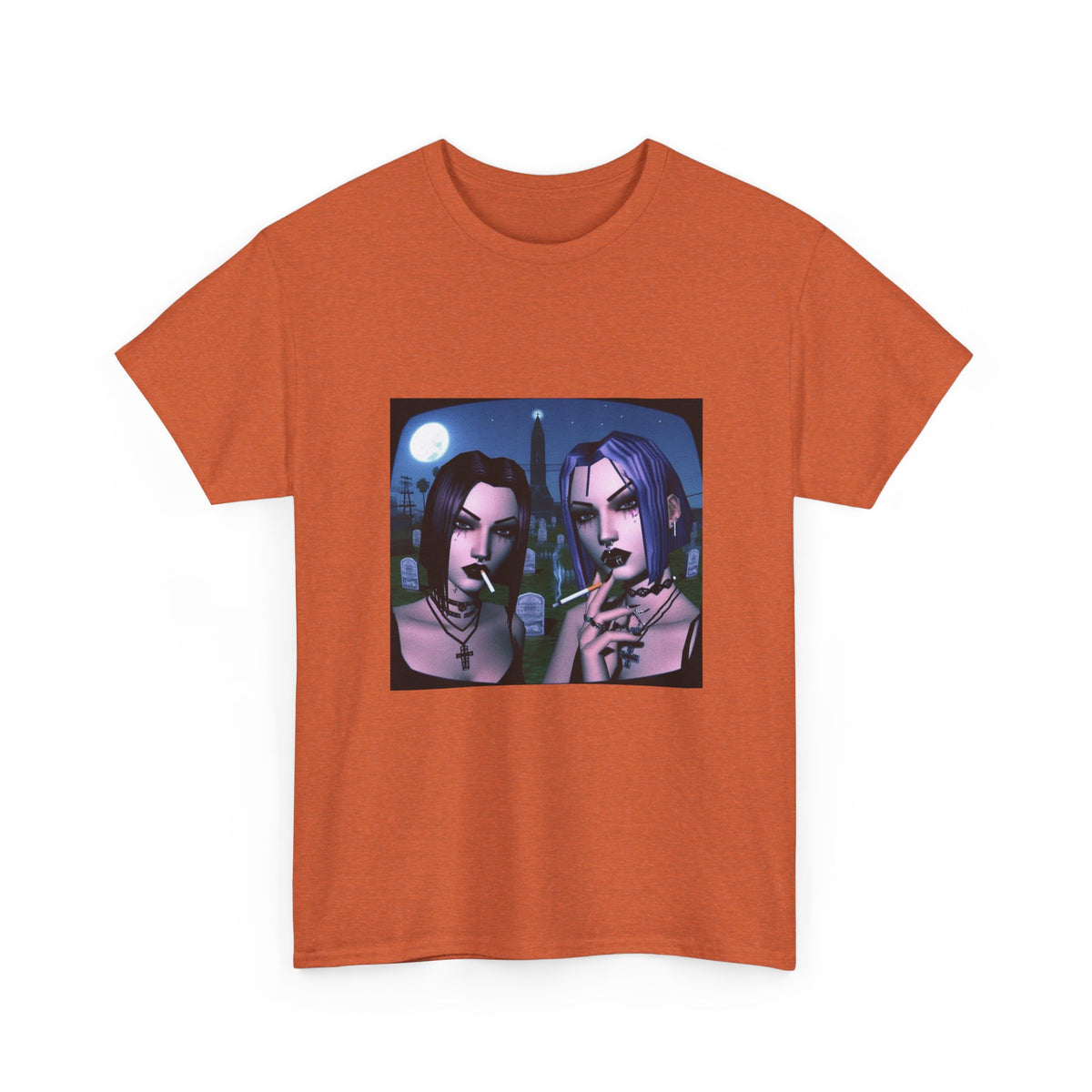 Gothic Gals Smoking In Cemetery Tee