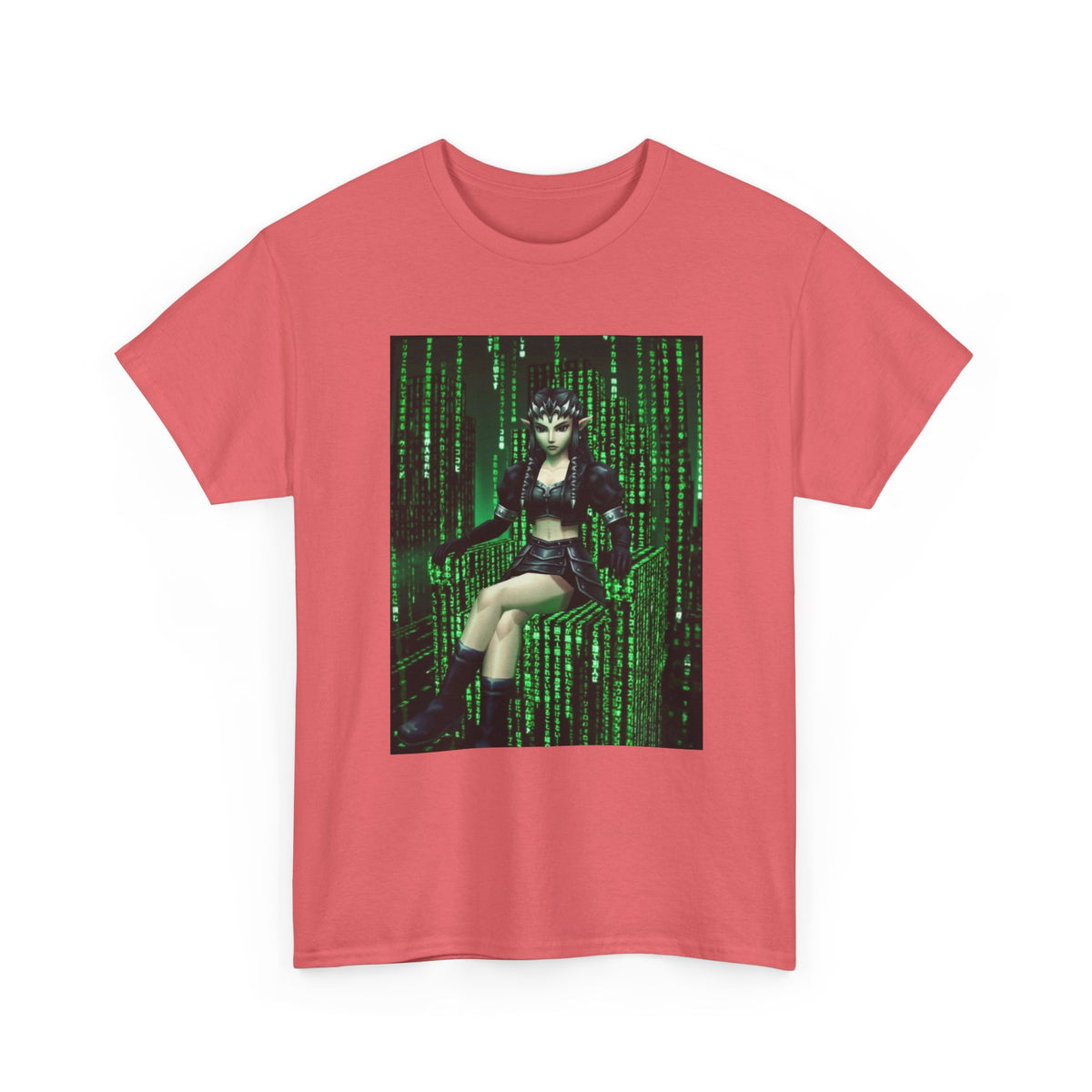 Cyberpunk Elf Queen In The Matrix City Tee