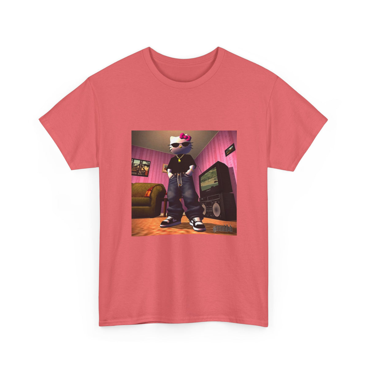 Gangsta Hello Kitty Chillin' In Low Poly Room Tee