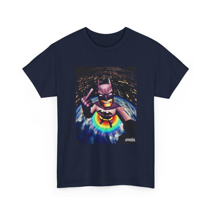 Pixel Batman Soaring Above Earth Tee