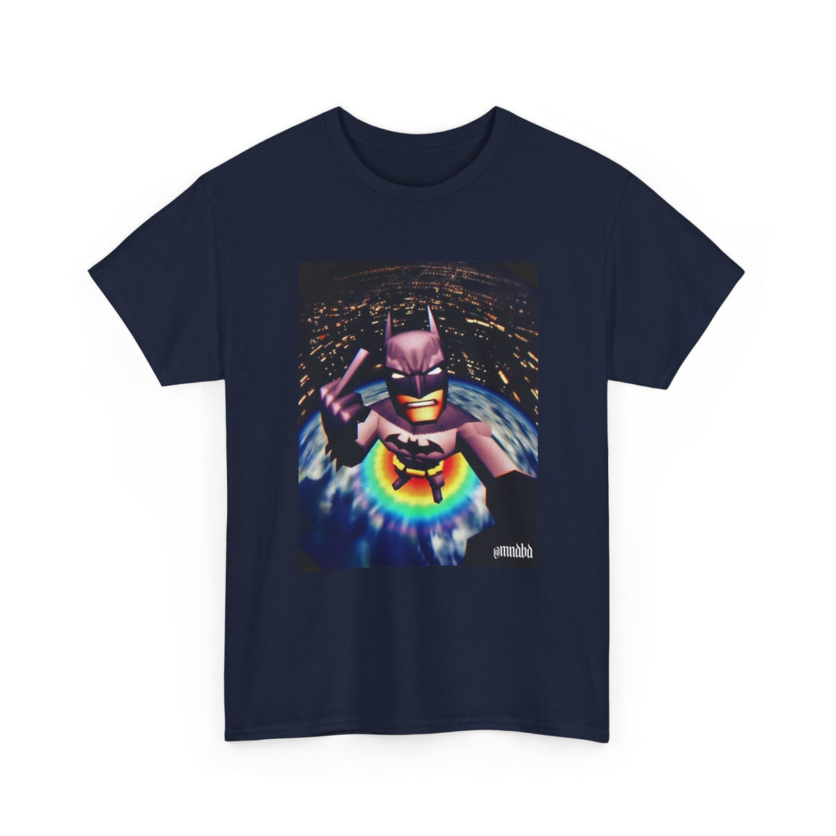 Pixel Batman Soaring Above Earth Tee