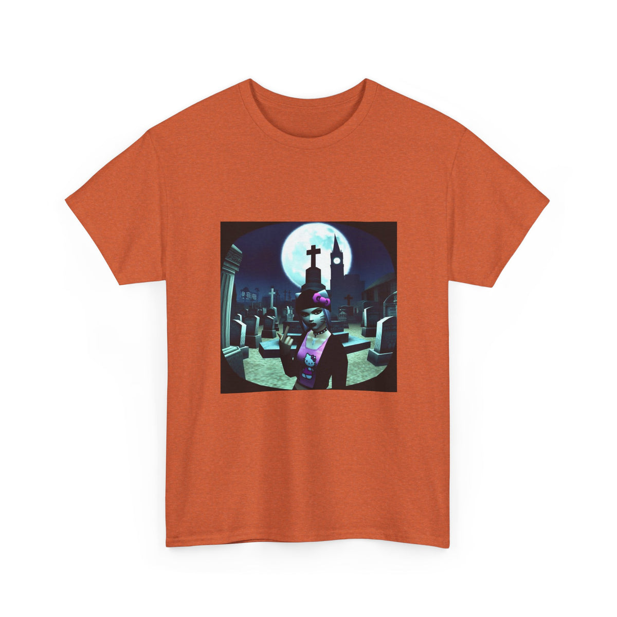 Gothic Hello Kitty Giving Finger Graveyard Tee