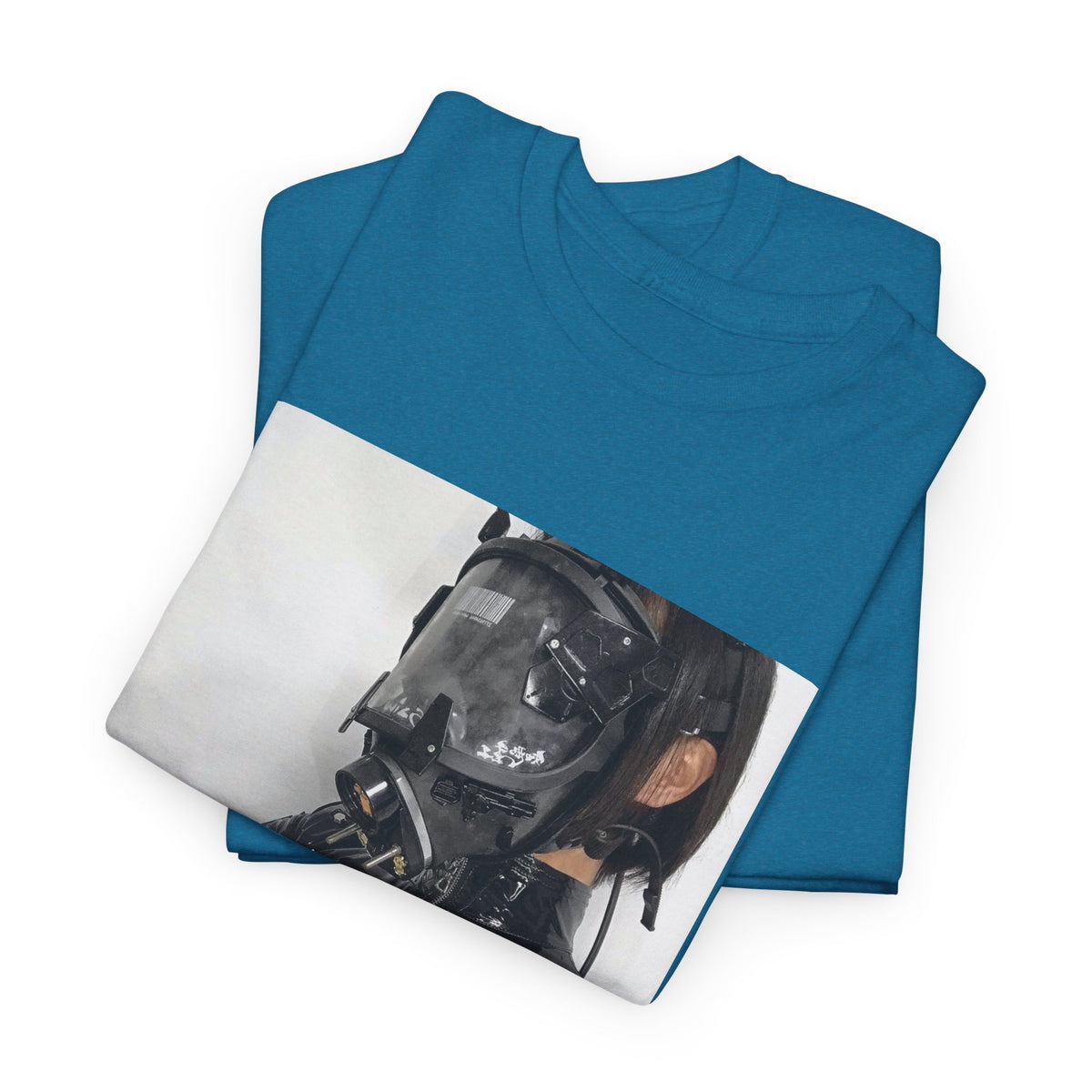 Figure Wearing Gas Mask Tee