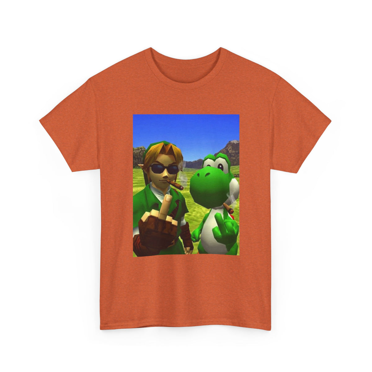 Link And Yoshi Smoking With Attitude Tee