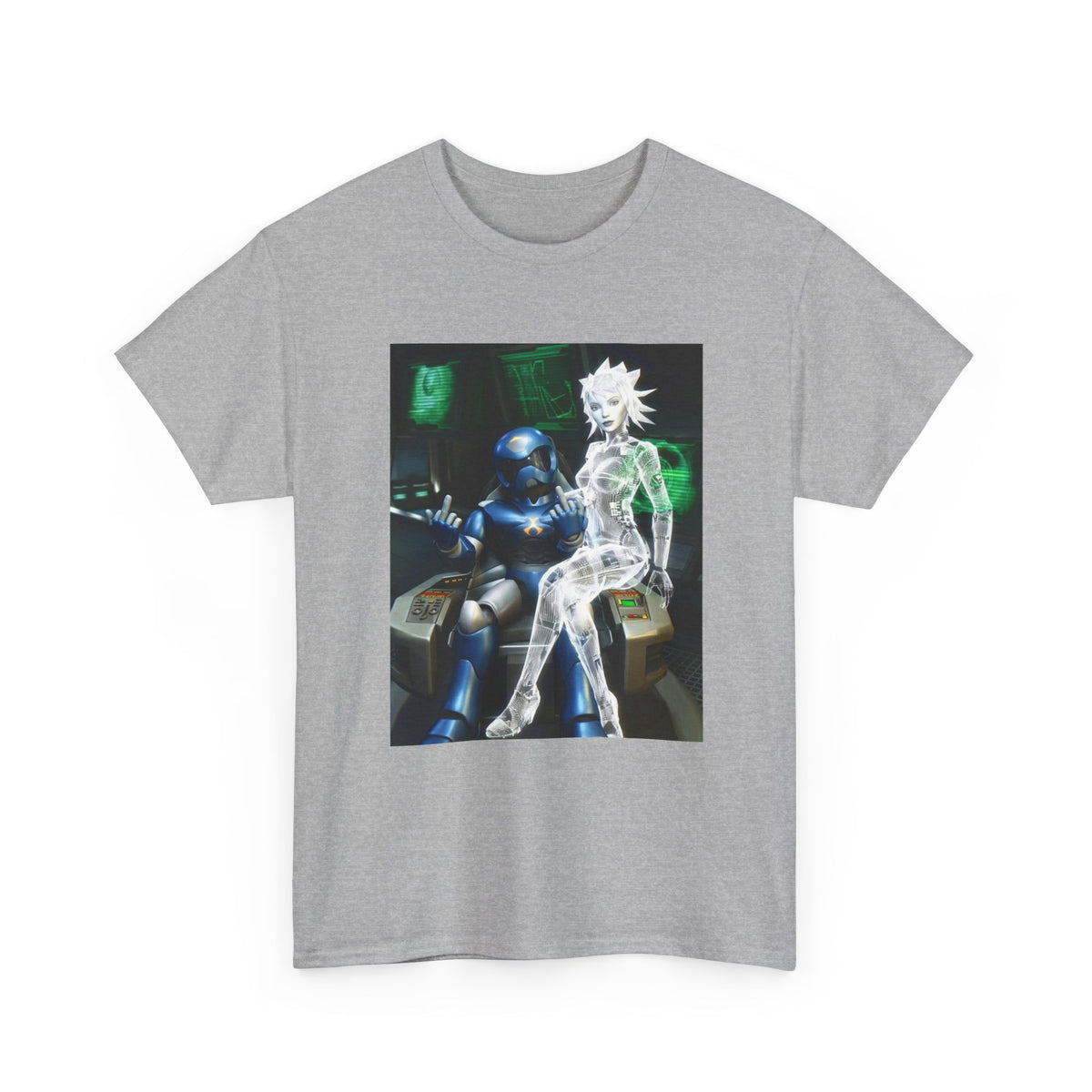 Cyborg & Hologram Flipping The Bird Tee