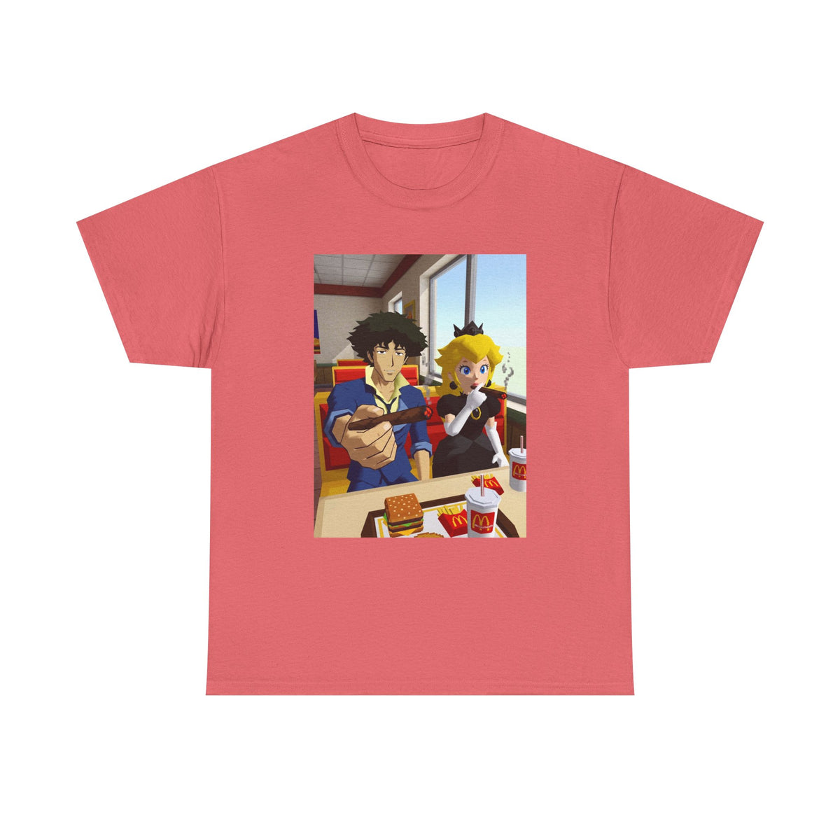 Spike and Peach Smoking Fast Food Tee (Design 3)
