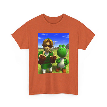 Link And Yoshi Flipping Off The World Tee