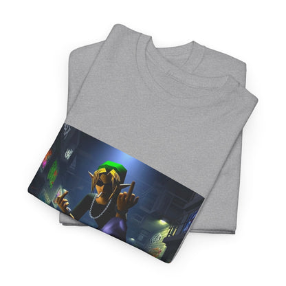 Edgy Ocarina Link Skater Flipping Off Tee