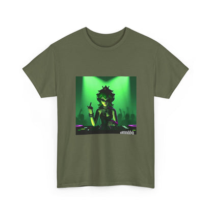 Edgy Green Princess DJ Flipping The Bird Tee