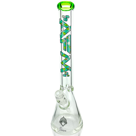 18" AFM Glass Green Alien 9mm Glass Beaker Bong