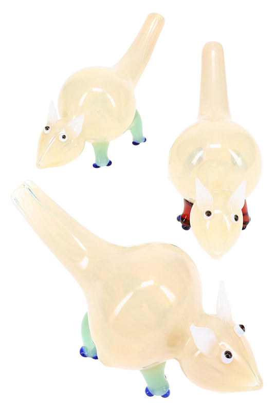 Silver Fumed Color-Changing Glass Critter Hand Pipe “Tailspin” – Assorted
