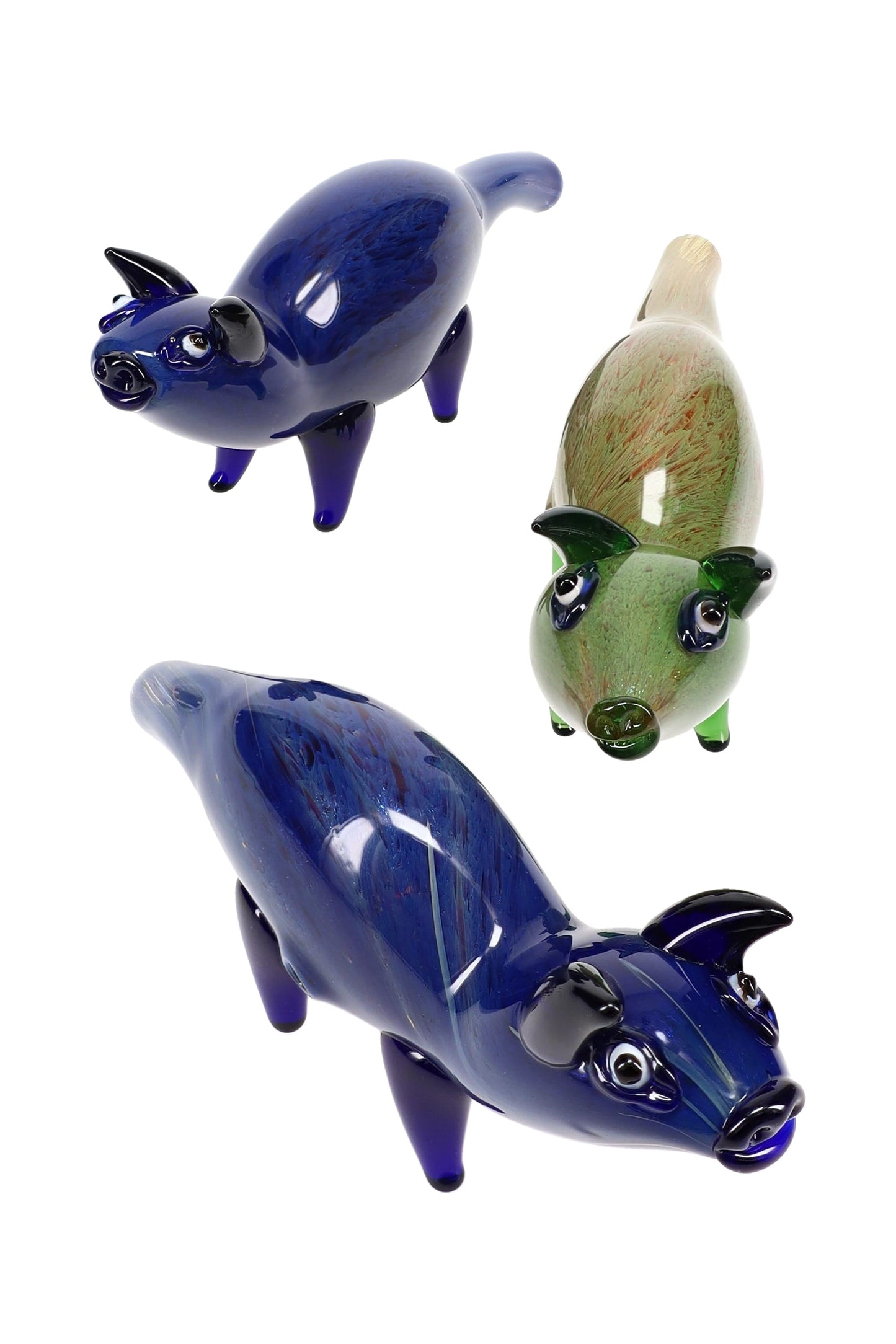 Silver Fumed Glass Pig Hand Pipe “Barnyard Buddy” – Assorted Colors