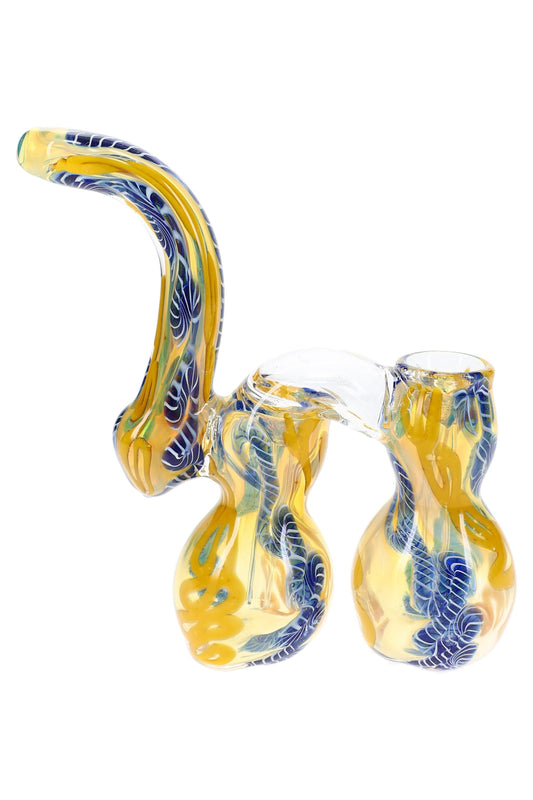 Color-Changing Double-Chamber Sherlock Bubbler “Twin Curl” – 8″ – Assorted Colors