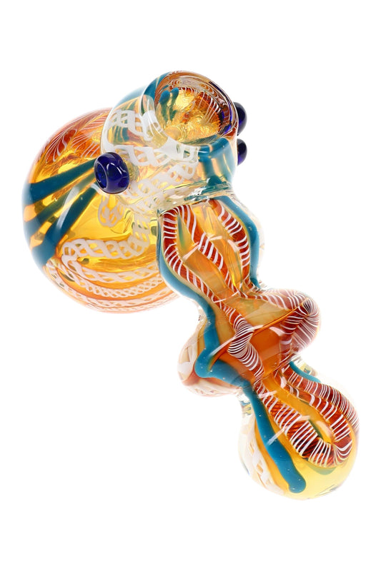 Color-Changing Striped Hammer Bubbler “Big Ripple” – 6″ – Assorted Colors