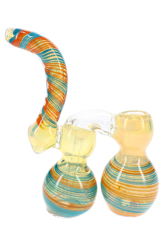 Color-Changing Double-Chamber Sherlock Bubbler “Twin Twist” – 8″ – Assorted Colors