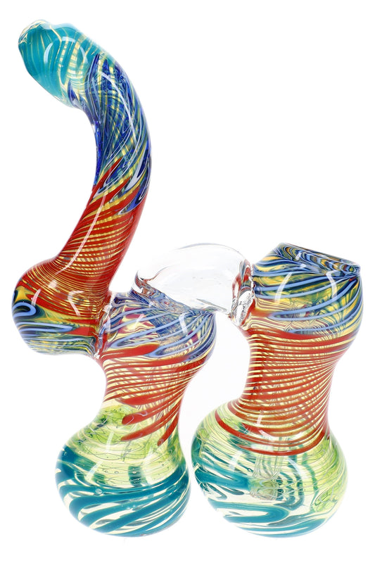 Color-Changing Double-Chamber Sherlock Bubbler “Twin Stripe” – 7½″ – Assorted Colors