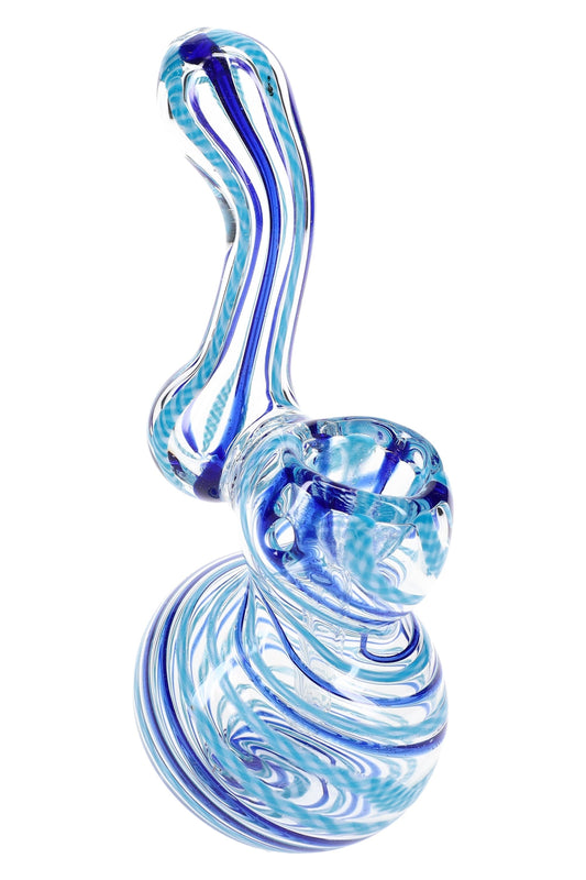 Clear Striped Glass Sherlock Bubbler “Stripe Scout” – 5″ – Assorted Colors