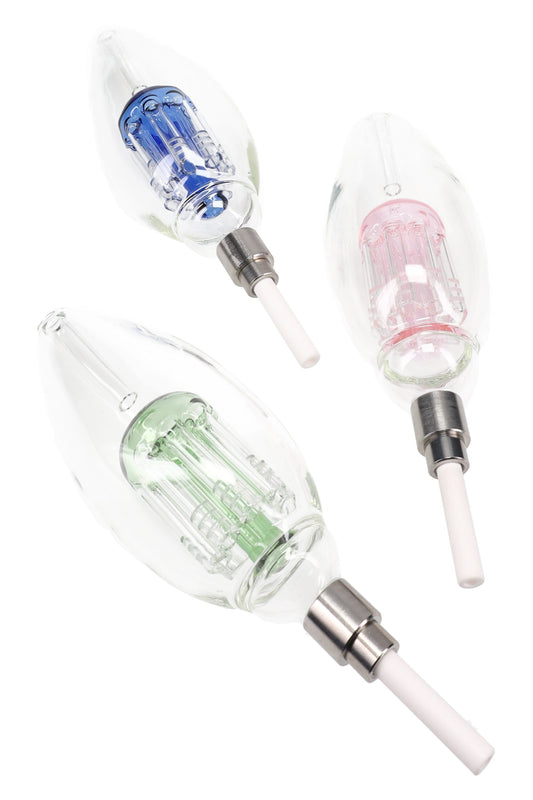 Glass Light Bulb Dab Straw Kit “Bright Idea” – Tree Perc – 8″ – Assorted Colors
