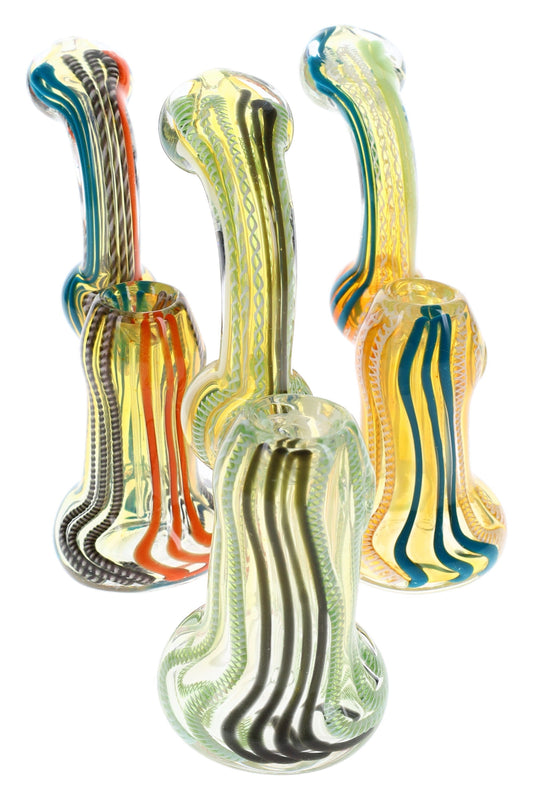 Color-Changing Glass Sherlock Bubbler “Solar Swirl” – Medium – Assorted Colors