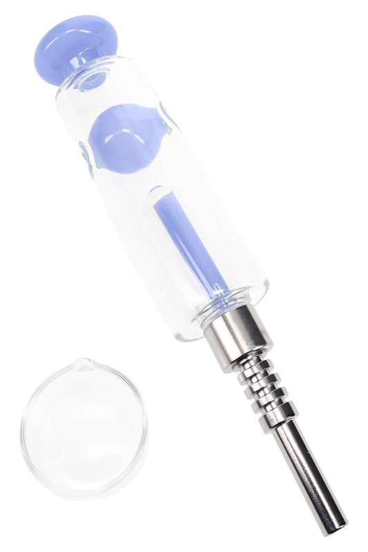 Colorful Glass Dab Straw “Orb Goblin”, Metal Tip, 5½″, Assorted Colors