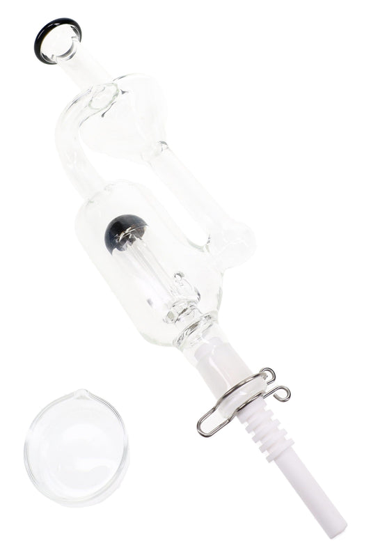 Glass Recycler Dab Straw “Perc Portal”, Dome Perc, 7½″, Assorted Colors