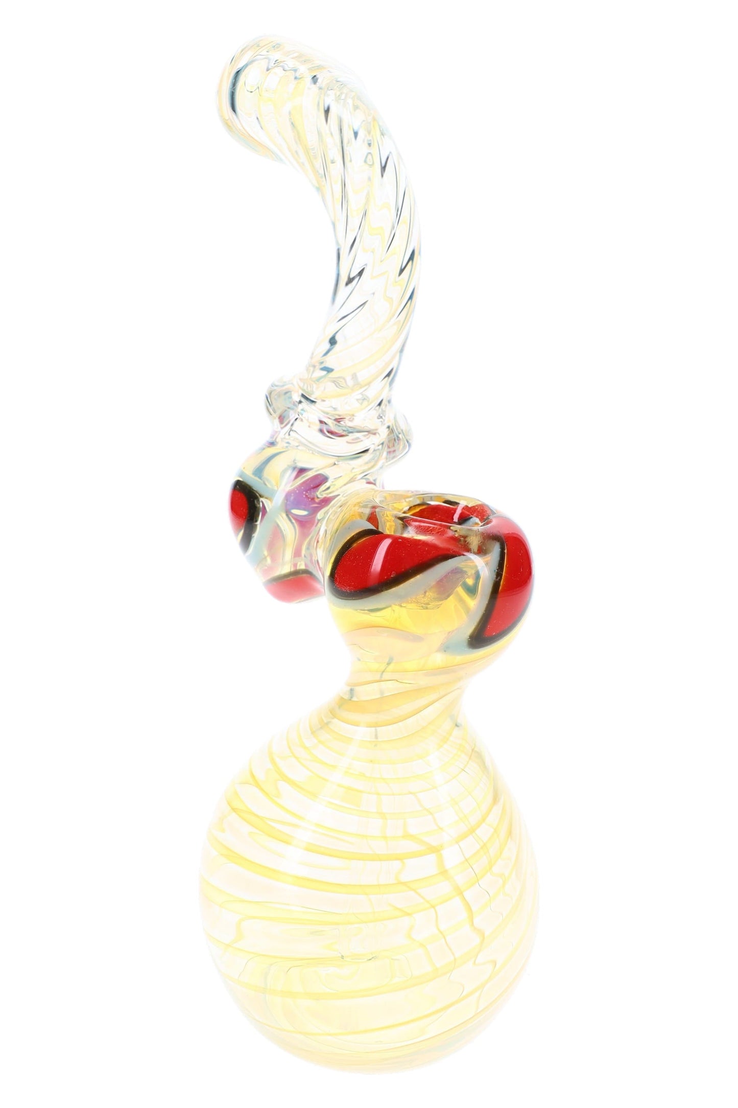 Silver Fumed Swirl Glass Sherlock Bubbler “Moon Spiral” – 8″ – Assorted Colors