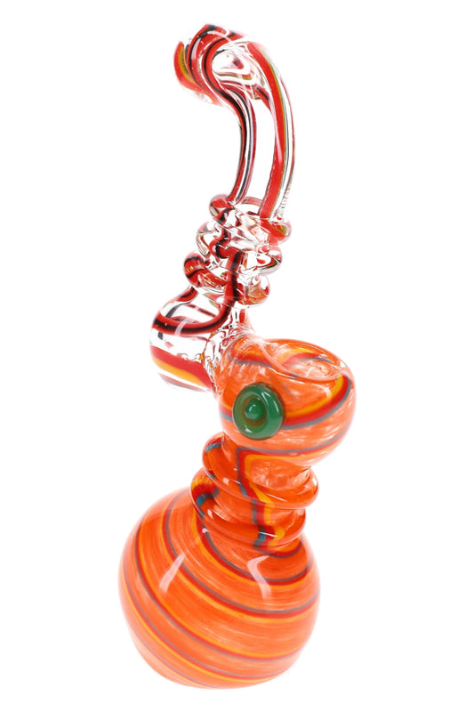Swirl Striped Frit Sherlock Bubbler “Ribbon Riddle” – 7½″ – Assorted Colors