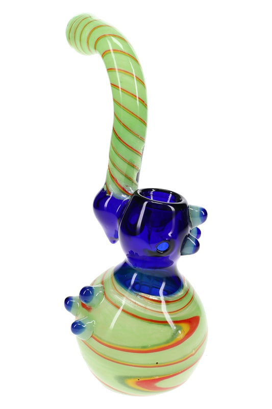 Colorful Frit Rasta Sherlock Bubbler “Rasta Ripple” – 9″ – Assorted Colors