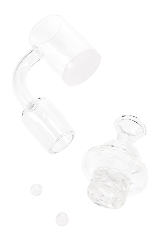 Quartz 14.5 & 18.8 mm Male Spinner Banger – Colored Bottom – Beads & Cap